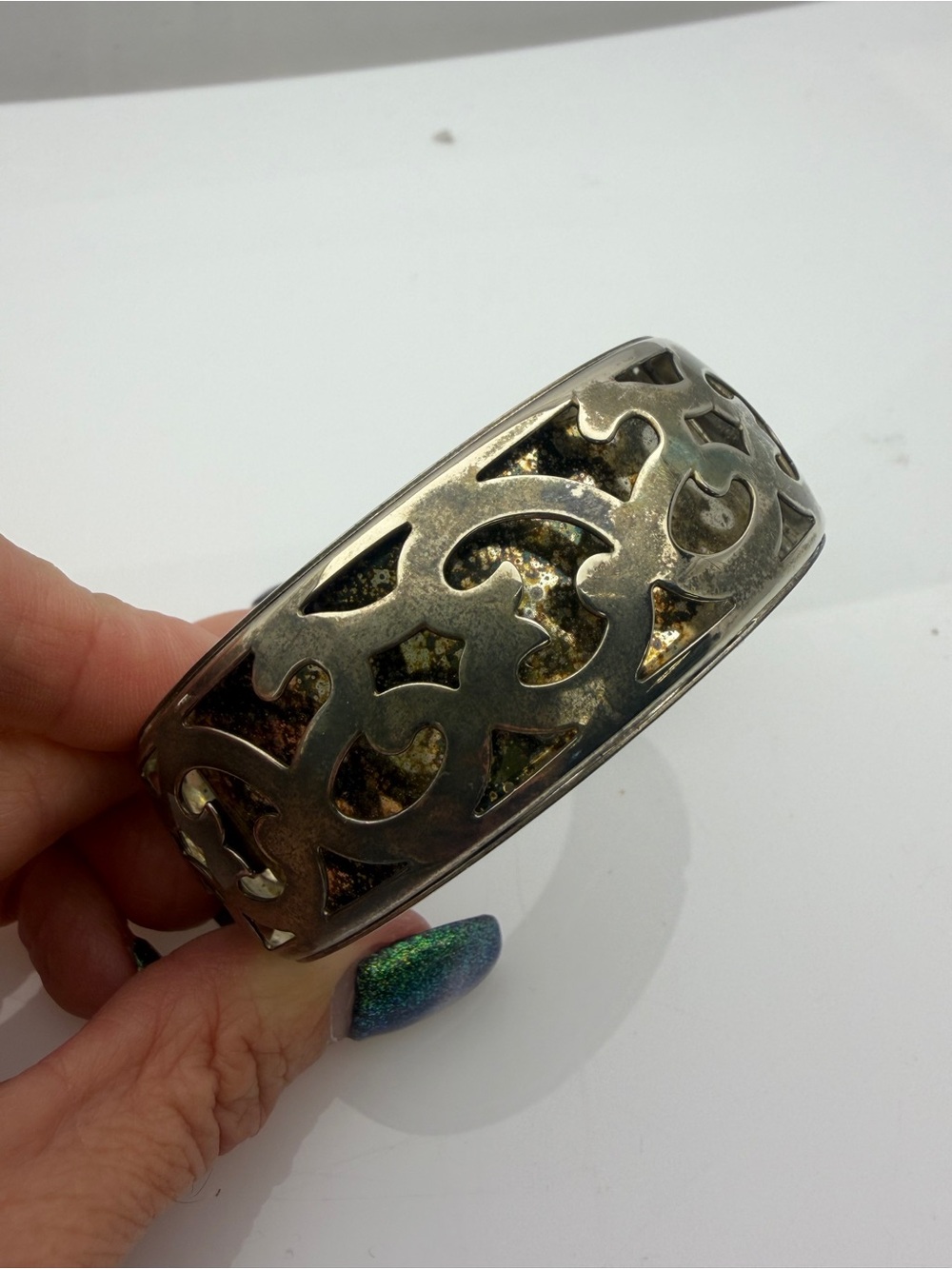 Women's Vintage Silver Plated Filigree Cuff Bracelet